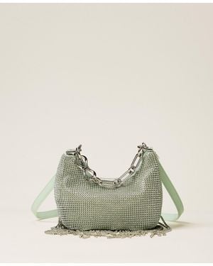 Twinset 'Mini Croissant' Rhinestone Bag With Fringes - Green
