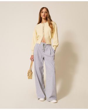 Twinset Wide-Leg Plush Trousers - Natural