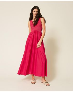 Twinset Long Dress With Knit Bodice - Pink