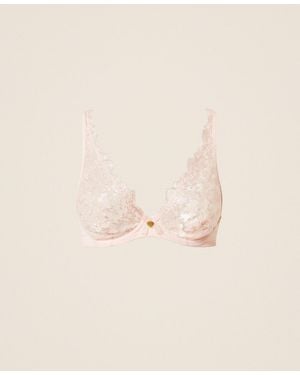 Twinset Embroidered Tulle Underwired Bra - Natural