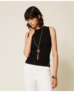 Twinset Dual Use Fitted Knit Top - Black