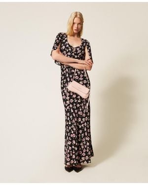 Twinset Long Floral Print Dress - White