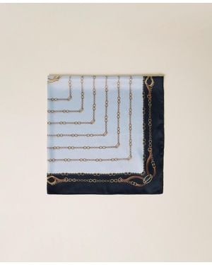 Twinset Foulard With Chain Print - Blue