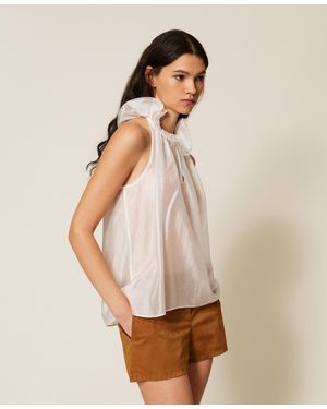 Twinset Voile Top With Ruffles - Natural