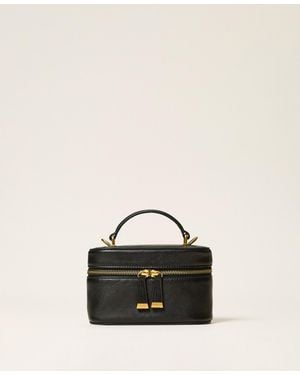 Twinset Leather Shoulder Bag - Black