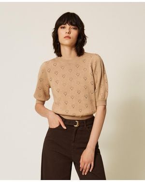 Twinset Jersey Con Diseño De Corazones - Neutro