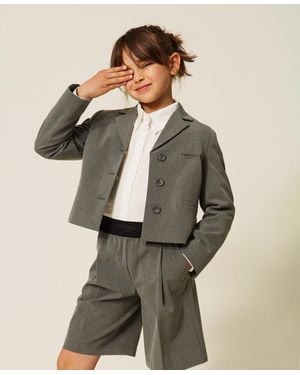 Twinset Flannel Jacket With Embroidered Logo - Multicolour