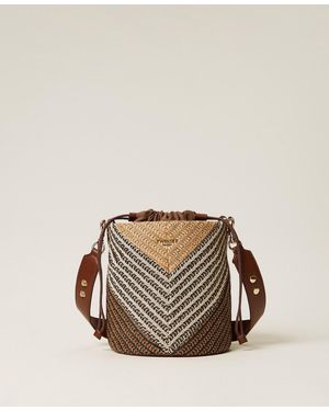 Twinset Bolso Tipo Saco De Jacquard De Rafia - Multicolor