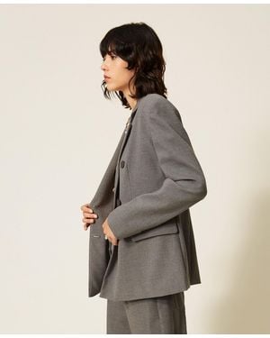 Twinset Double-Breasted Flannel Jacket - Grey