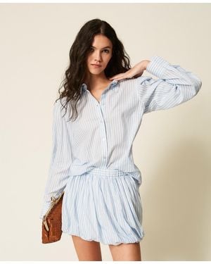 Twinset Striped Poplin Shirt - Blue