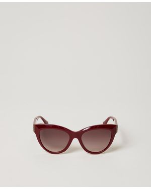 Twinset Butterfly Sunglasses With Flowers - Pink