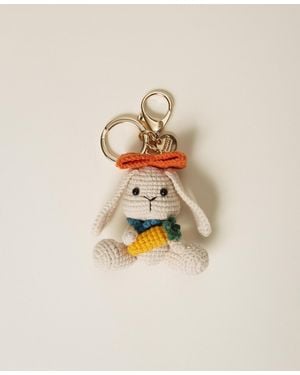 Twinset Rabbit Crochet Key Ring - White