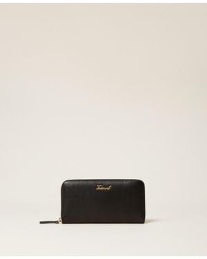 Twinset Zip Around Leather Wallet - Natural