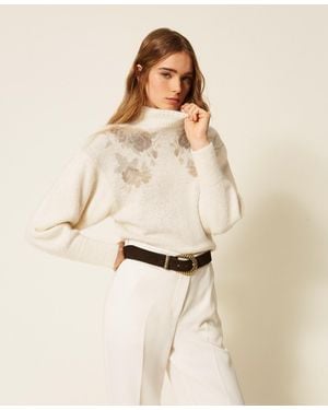 Twinset Jacquard Alpaca Blend Jumper - Natural