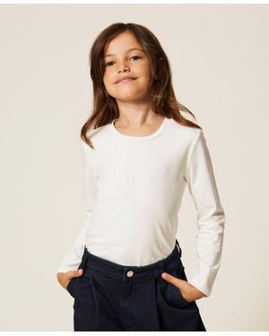 Twinset Baby's Regular T-Shirt With Logo Embroidery - White