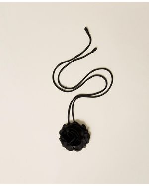 Twinset Choker With Satin Flower - Natural