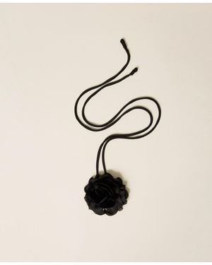 Twinset Choker With Satin Flower - Natural