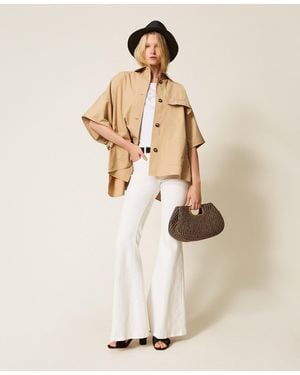 Twinset Gabardine Trench Poncho - Natural