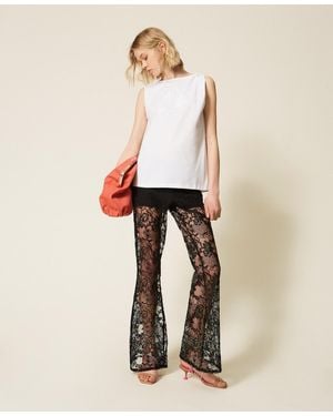 Twinset Myfo Top With Rose Embroidery - White