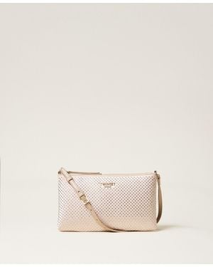 Twinset Mini Satin Bag With Rhinestones - Natural