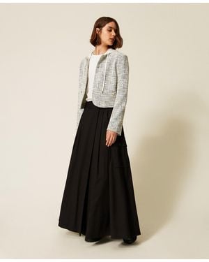 Twinset Flannel Wrap-Around Skirt - White