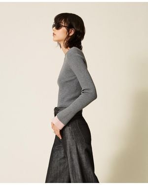 Twinset Turtleneck Jumper With Contrasting Details - Multicolour
