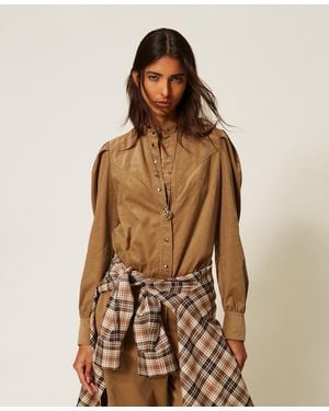 Twinset Myfo Velvet Shirt - Brown