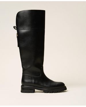 Twinset High Boots With Strap - Black
