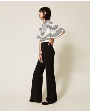 Twinset Pantalón Évasé Con Pliegue - Neutro