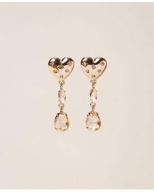 Twinset Herzohrringe Mit Strass-Anhängern, Damen - Natur