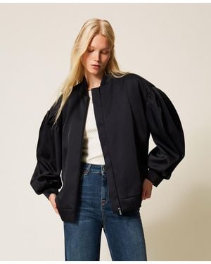 Twinset Duchesse Bomber Jacket With Gathering - Blue