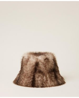 Twinset Faux Fur Bucket Hat - Brown