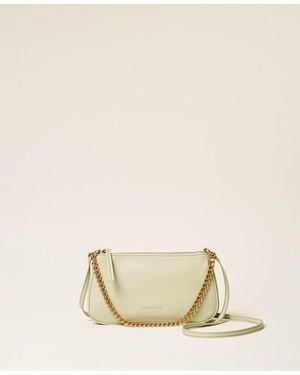 Twinset Leather Shoulder Bag - Natural