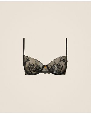 Twinset Underwired Floral Tulle Bra - Natural