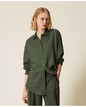 Twinset Twill Shirt With Studs - Green