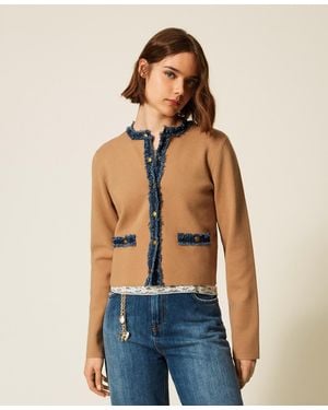 Twinset Cárdigan Ceñido Con Pasamanería Vaquera - Azul