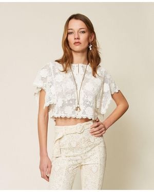 Twinset Floral Knit Shirt - Natural