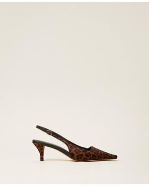 Twinset Zapatos De Salón Animal Print Destalonados, Talla - Neutro