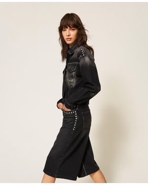 Twinset Denim Jacket With Studs - Black