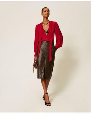 Twinset Python Print Midi Skirt - Red