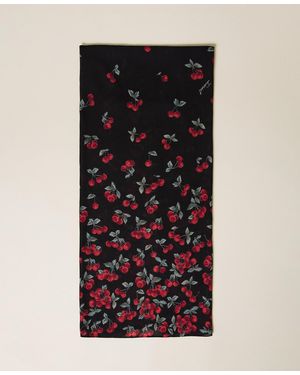 Twinset Cherry Print Stole - Black