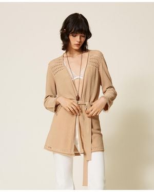 Twinset Cardigan En Maille Torsadée - Neutre