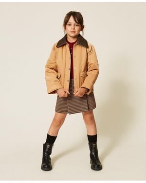 Twinset Padded Jacket With Collar, "Iced Coffee" - Natural