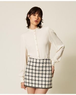 Twinset Hemd Aus Crêpe De Chine Aus Seidengemisch - Weiß