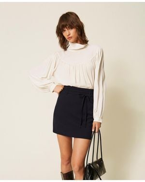 Twinset Miniskirt With Belt - Natural