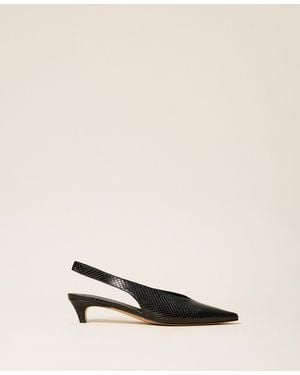 Twinset Leather Slingbacks - Natural