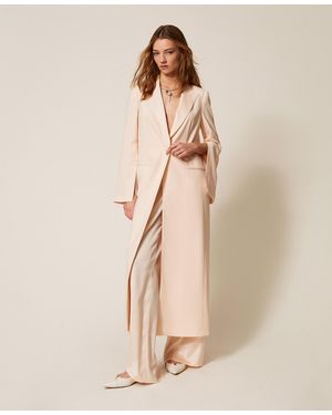 Twinset Envers Satin Duster Coat - Natural