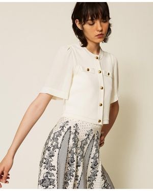 Twinset Knitted Cardigan With Metal Buttons - Natural