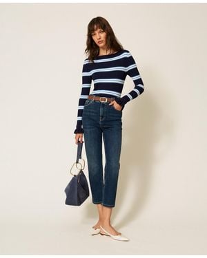 Twinset Five-Pocket Cropped Jeans - Blue