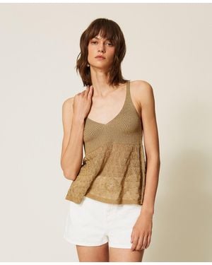 Twinset Fitted Knit Top - Natural